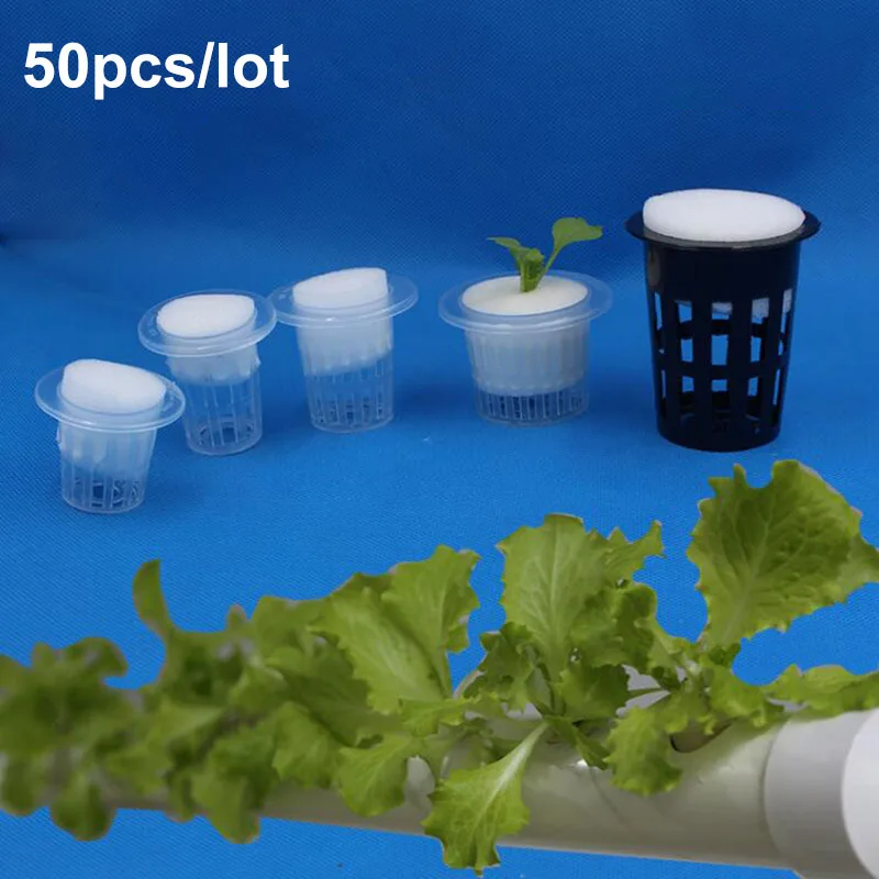 50pcs Hydroponic Soilless Mesh Plant veg Grow Nursery Cup Pots Sponge tray Net Basket Aeroponic Veg Planter Clone Colonization