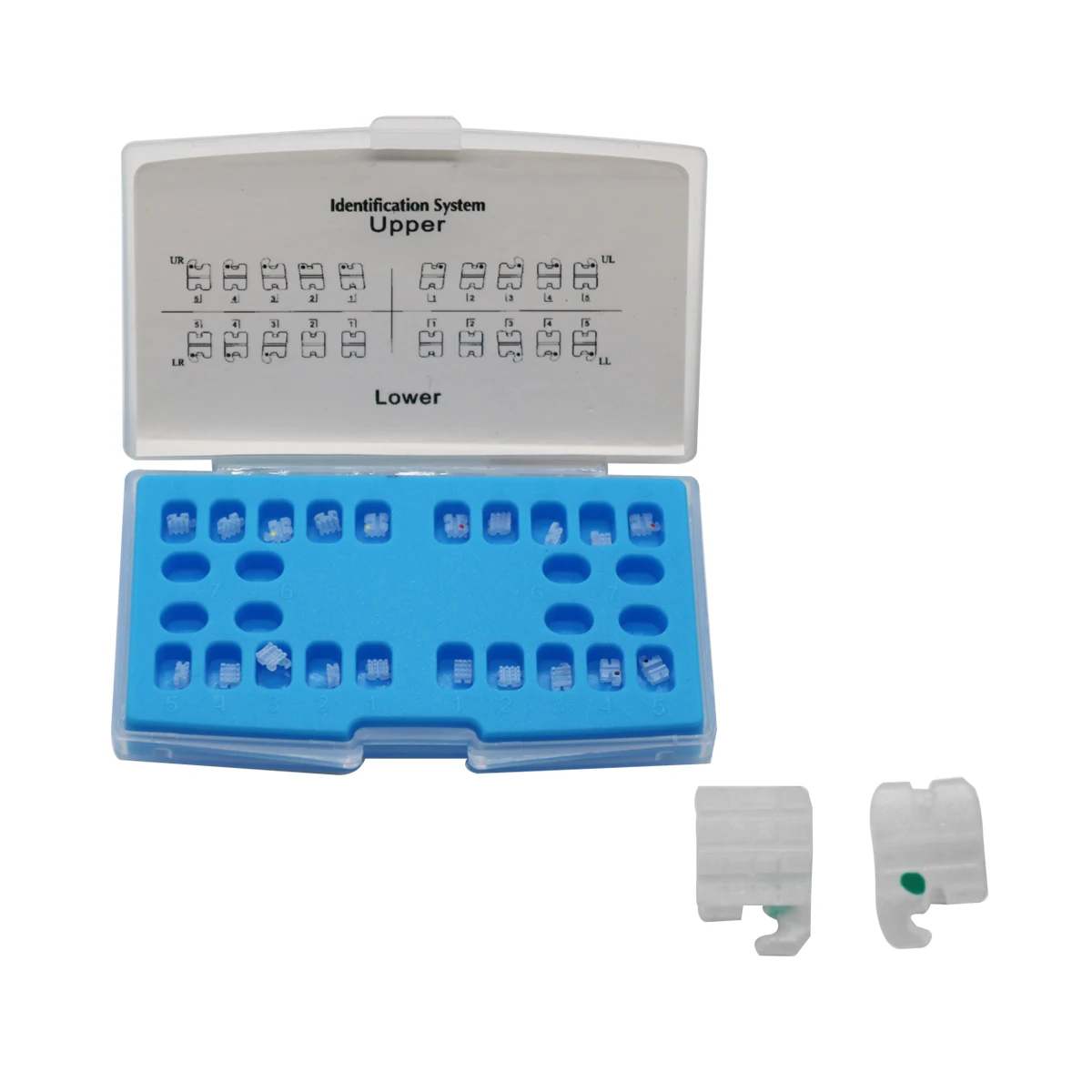 1Box Mesh Base Ceramic Bracket Roth 345hook Orthodontic Bracket Blue Box