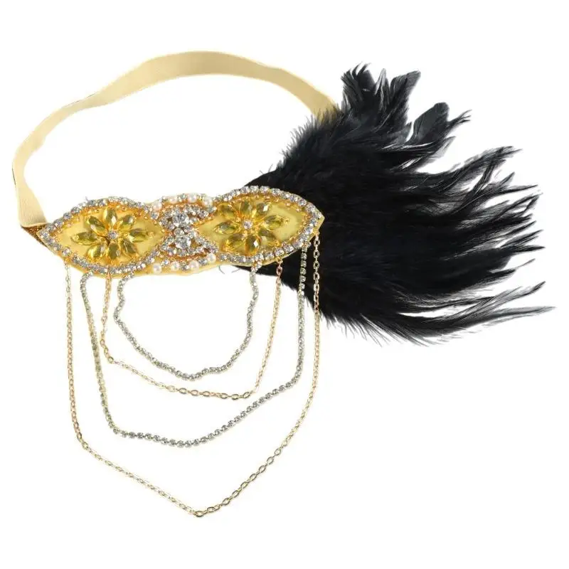 39BD Federn Stirnbänder Damen Pailletten Haarbänder Kopfbedeckung Festival Kopfschmuck Requisiten – Detail 9