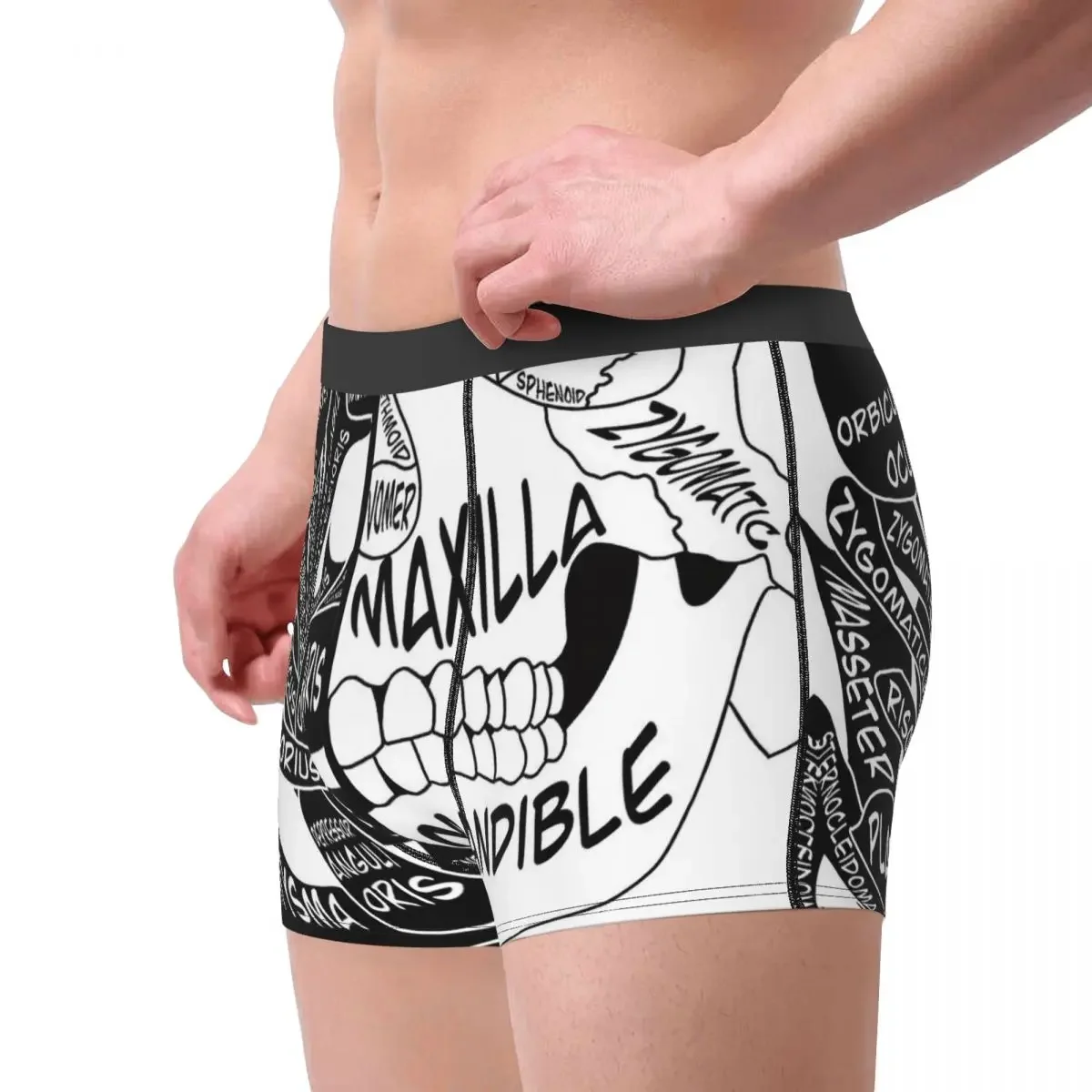 Anatomy Black Skeleton Skull Bone Underpants Cotton Panties Male Underwear Print Shorts Boxer Briefs