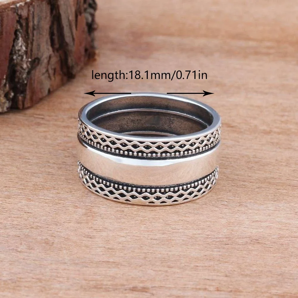 Retro Thai Silver Ripple Cross Ring, Men's and Women's Trendy Fashion and Temperament Ring