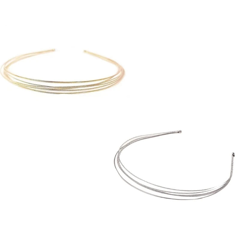 G92D Korean Charm Thin Metal Hairband Securely Fit Hair Hoop Sports Dance Activity Stylish Hair Band Multilayer Design
