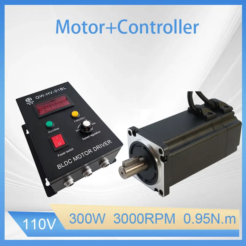 NEMA 24 60mm Brushless Motor 110V 300W 3000rpm Square Flange 60 mm BLDC Motor With Driver