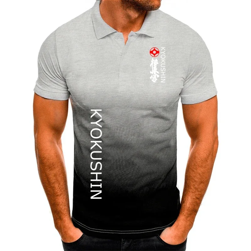 3D gradient design Men's POLO shirt summer brand menswear Kyokushin Karate Printing Fashion New Man's Short Sleeve Tops