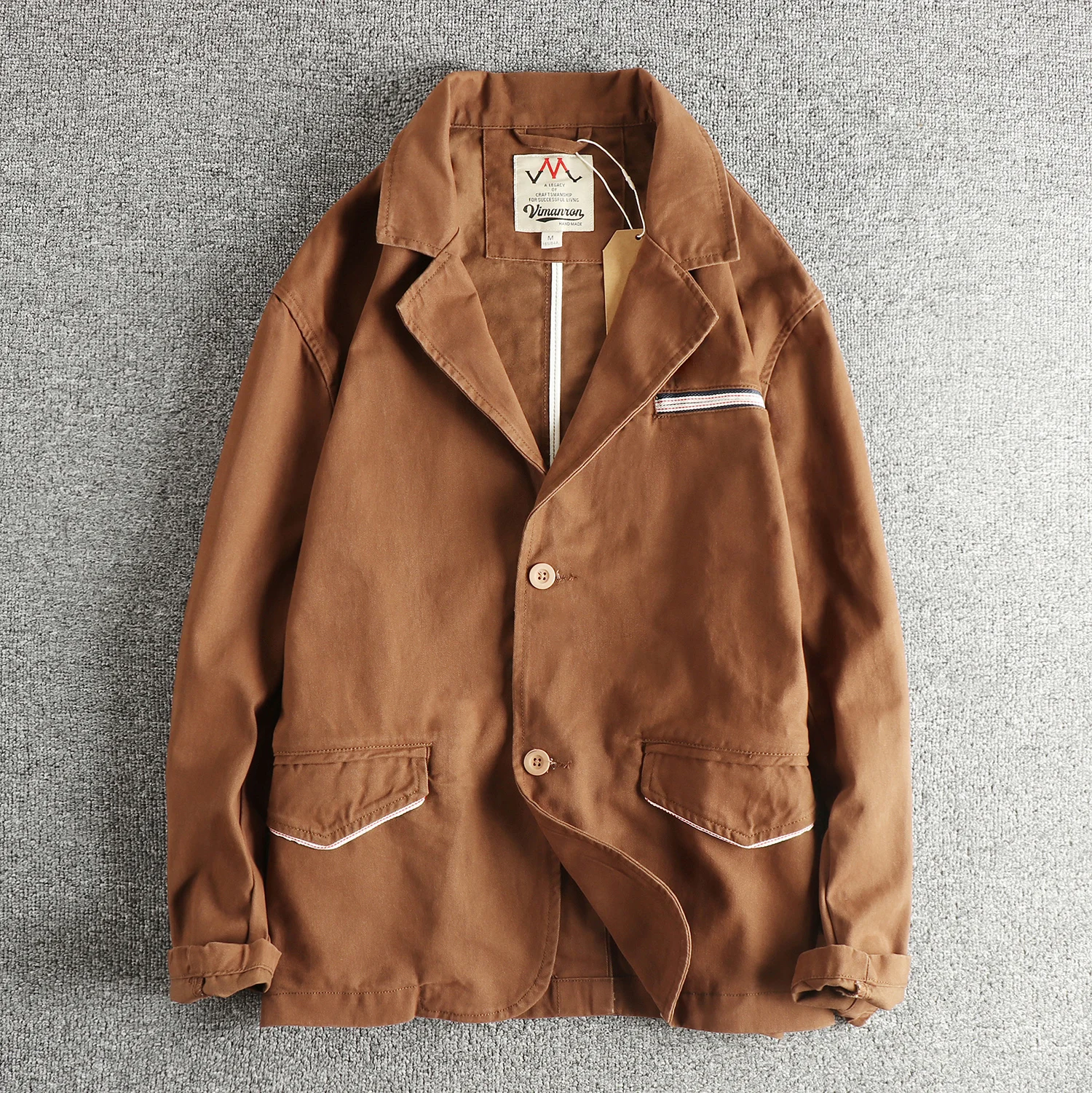 Retro American Wilderness Washed Men's Denim Jacket Collared Design Trendy Versatile Youth Outerwear Cotton 100% Long Sleeve