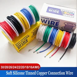 30 28 26awg 24awg Stranded Tinned Copper Wire Spool 5/6 Colours Flexible Silicone Wire 22awg 20 18 16 Gauge Connection Wire Kit
