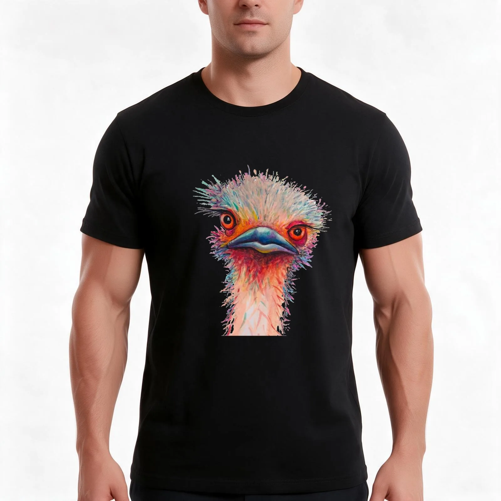 Ostrich T-Shirt Summer Casual Cotton Tee Oversized Streetwear Tops Vintage Graphic Print Loose Fit Short Sleeve 100% Cotton
