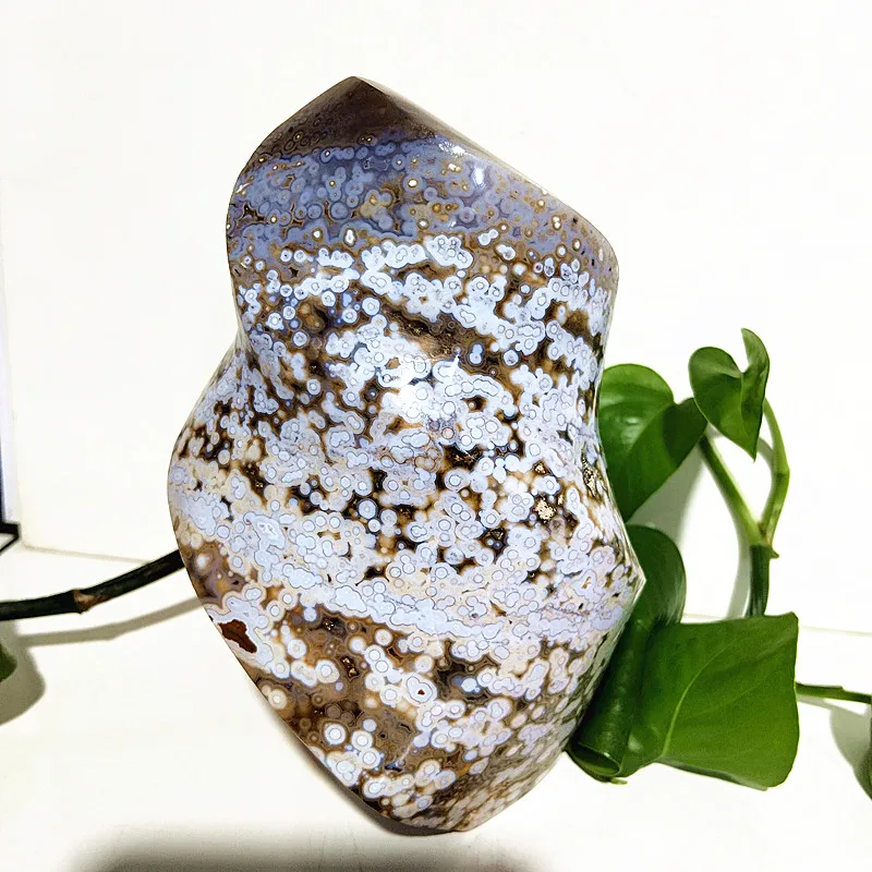 Natural Stone Ocean Jasper Crystal Point Flame Freeform Display Home Room Decor Ornaments And Spiritual Meditation Reiki Healing