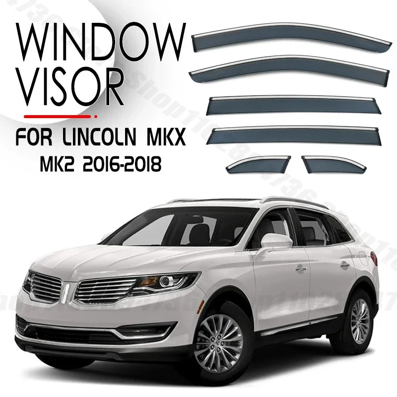 Window Visors for LINCOLN MKX MK2 6pcs Side Window Rain Guard Wind Deflector Weathershield Vent Visor for Car Windows