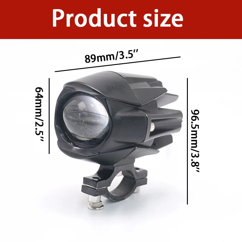 60W Motorcycle LED Auxiliary Lights Hi/Lo Beam Dual Color Spotlights Waterproof Driving Lamps For Motorbike ATV Off-road