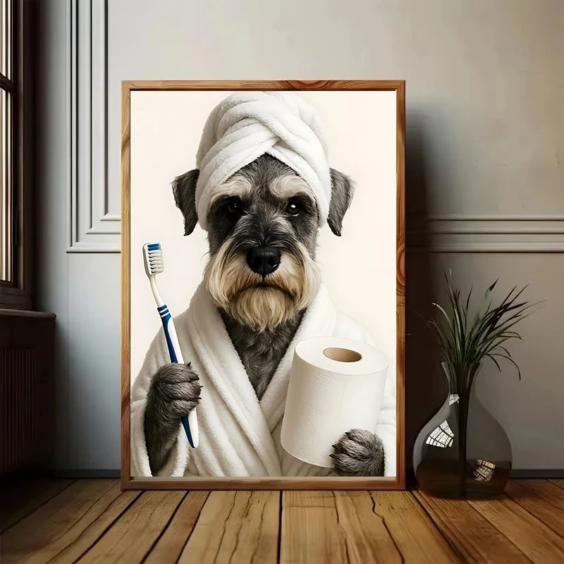 سلفادور دالي الموناليزا مضحك الحمام المرحاض صورة المشارك كوكابو الكلب قماش اللوحة طباعة جدار الفن لديكور الحمام