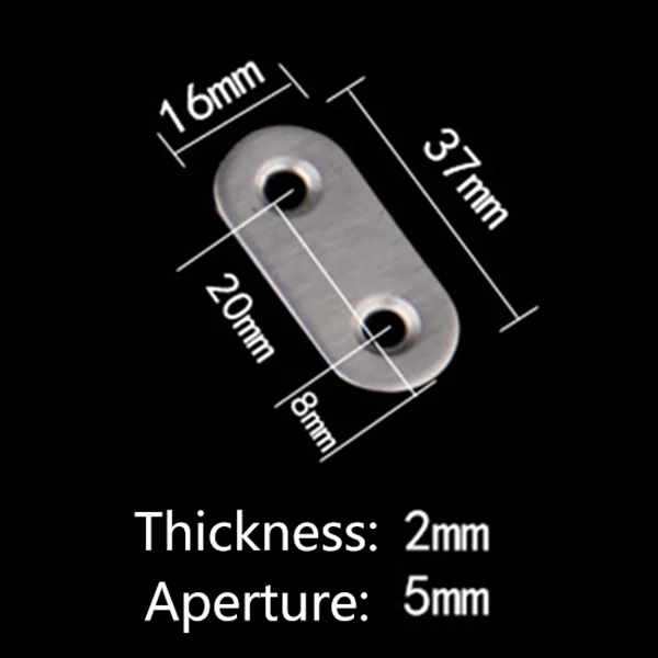 10pcs Stainless Steel Flat Straight Brace Brackets Easy to Install Convenient Use for Home Hardware Accessories
