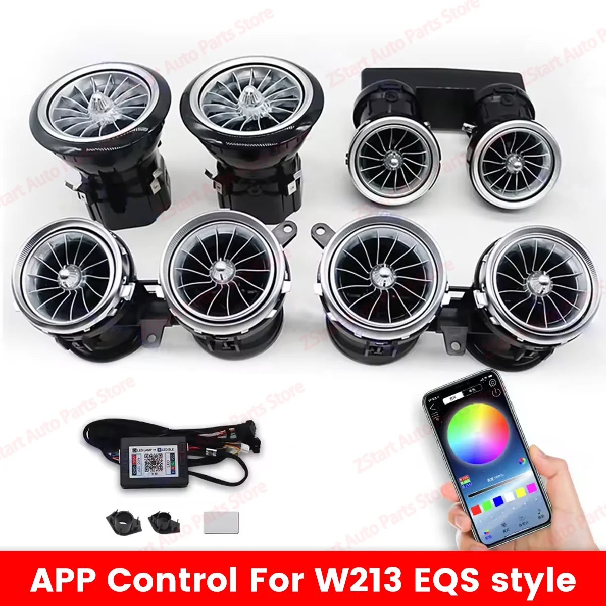256 kleuren LED Vent Voor Mercedes Benz W205 x253 W213 W177 W118 W117 W176 X156 W222 APP Controles Air vent Nozzle Omgevingslicht - afbeelding 1