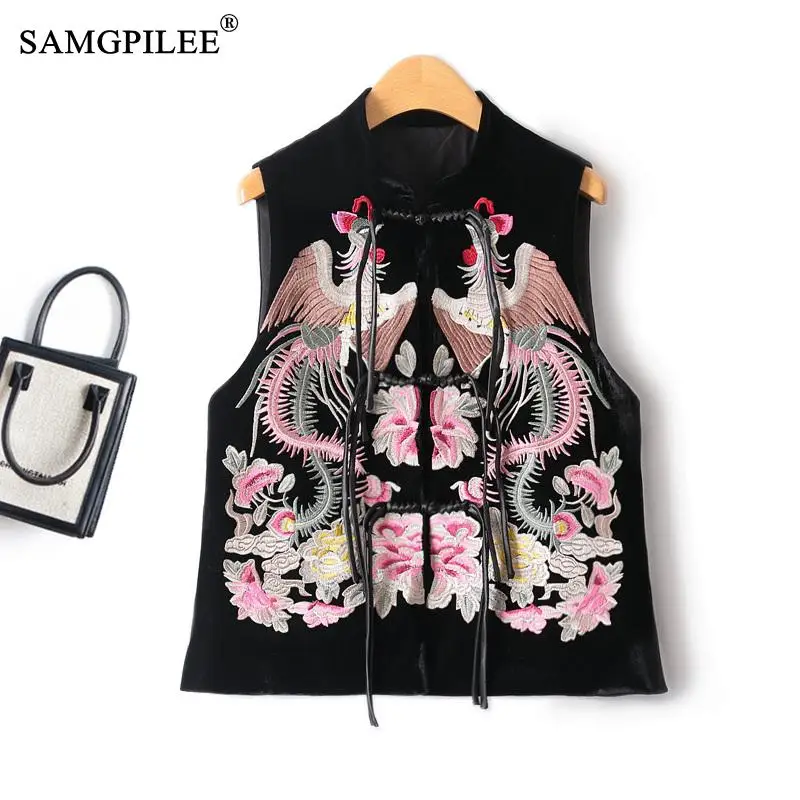 

Light Luxury Quilted Vest For Women 2023 Winter New Embroidered Exquisite Chinese Style Disc Buckle Velvet Sleeveless Jackets