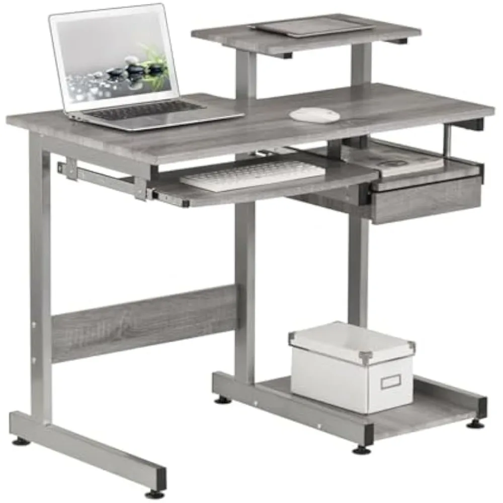 

Techni Mobili Complete Computer Workstation Desk, Gray, 37.75" W x 22" D x 35" H,Grey