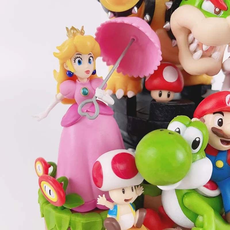 28 cm Super Mario Bros Actiefiguren Model Ornamenten Luigi Bowser Yoshi Bowser Scène Combinatie Pop Kinderen Speelgoed Kamer Decoratie