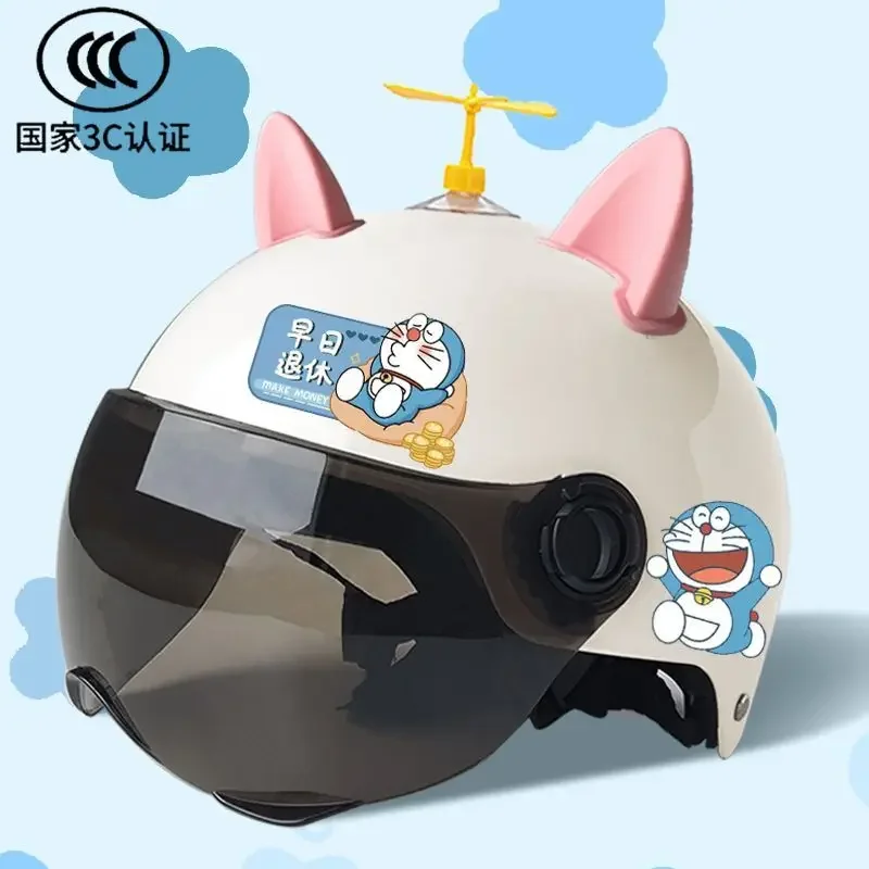 Doraemon Cartoon Electric Car Helmet, Women's Four Seasons Universal, Children's Adult Cartoon, Summer Sunscreen Safety Helmet