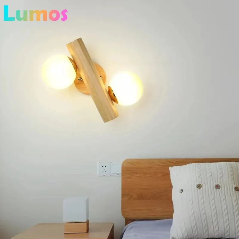 

Interior LED Wall Lamp for Bedroom Bedside Study Wood Color Wall Light Indoor Home Decor Lamps Children's room Lighting Fixtures