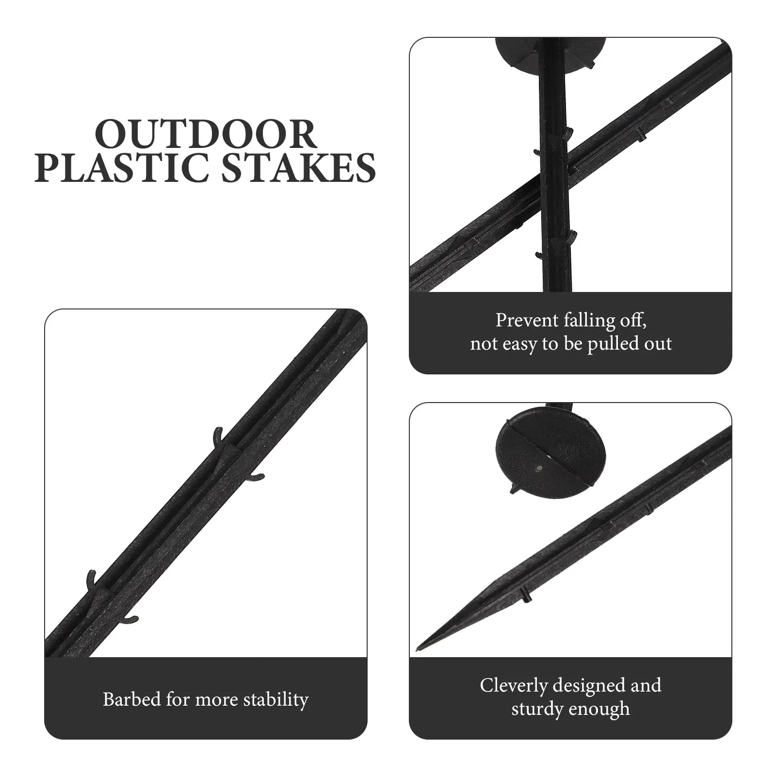 

100pcs Plastic Ground Stakes Tent Fixing Tools Lawn Nails Camping Pegs Gardening Support Stable Insertion Prevention Detachment