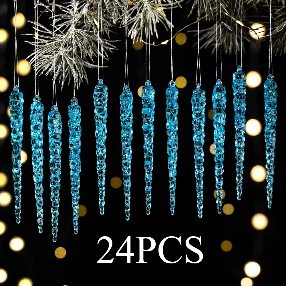 24-teilige kreative weihnachtliche, simulierte Eiszapfen aus Acryl, Weihnachtsbaum-Hängedekorationen, geeignet für die Weihnachtsdekoration zu Hause – Detail 10