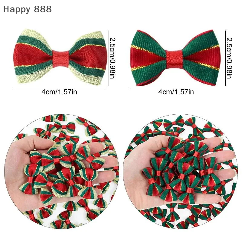 10 قطع من أقواس شريط الساتان لعيد الميلاد لتغليف الهدايا بنفسك وإكسسوارات الشعر وديكورات العطلات #6