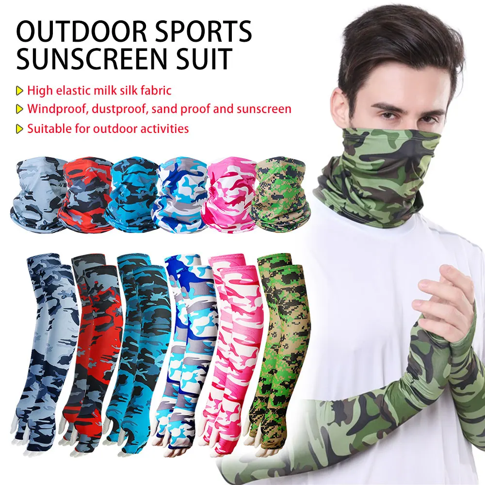 Summer Ice Silk Cycling Face Mask Anti-sweat Breathable Running Mask Cover UV Protection Outdoor Sports Headwear Camping Hiking