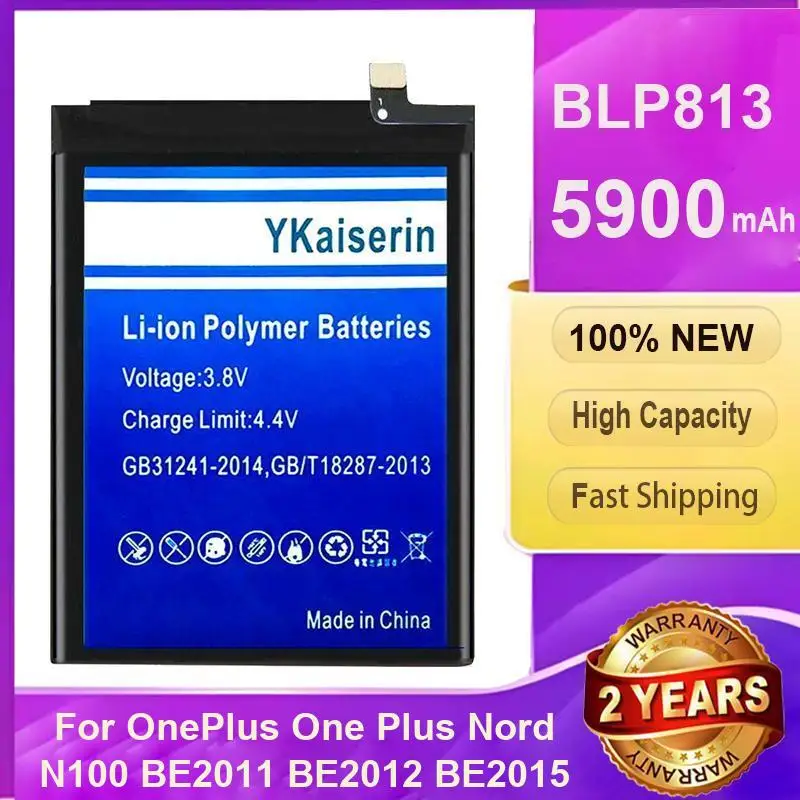 

For Oneplus One Plus Nord N100 BE2011 BE2012 BE2015 Mobile Phone Battery 5900Mah Replaceable BLP813