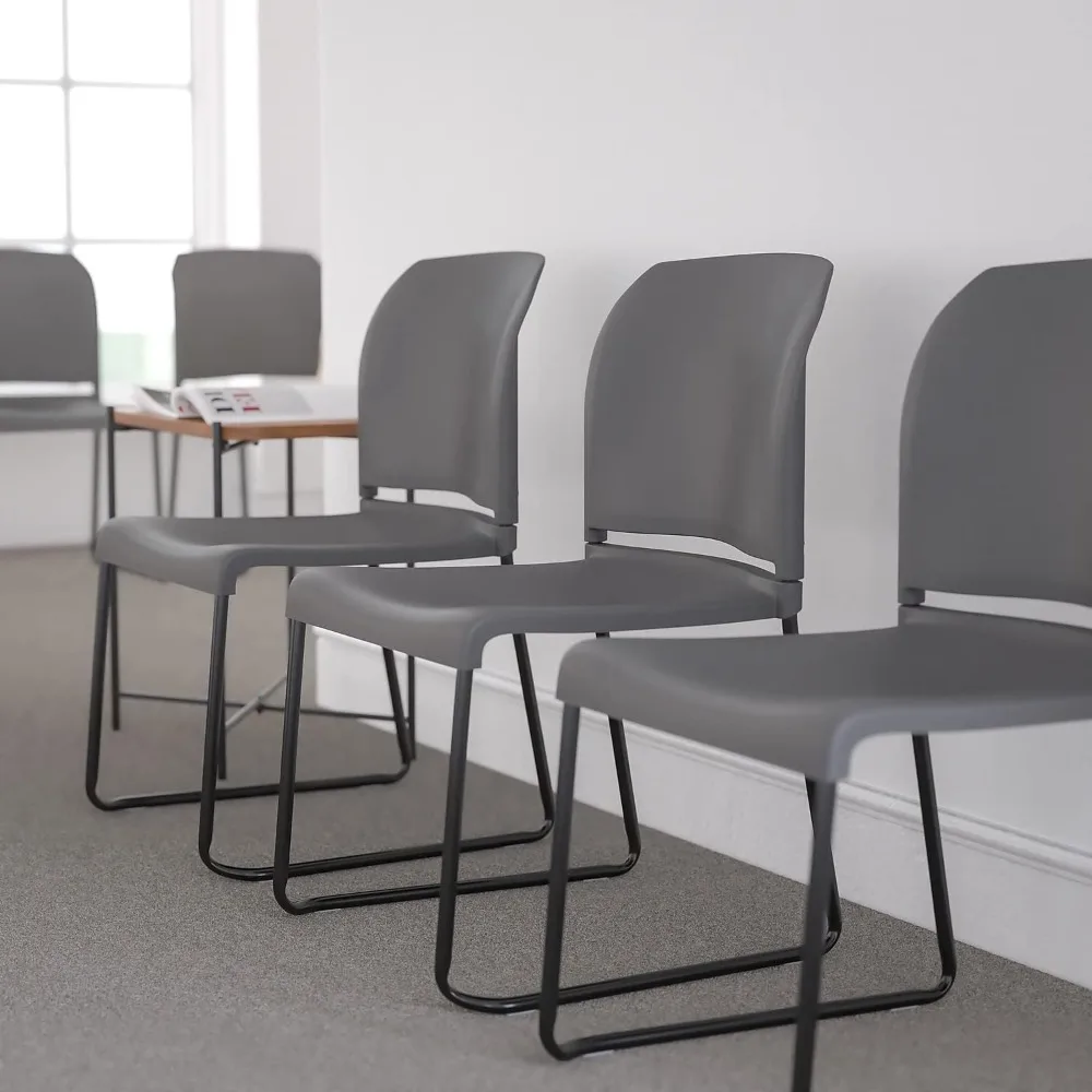 

Hercules Series Contoured Stacking Chairs for Waiting Rooms and Offices, Ergonomic Lobby Chairs with Curved Back, Set of 5,Black