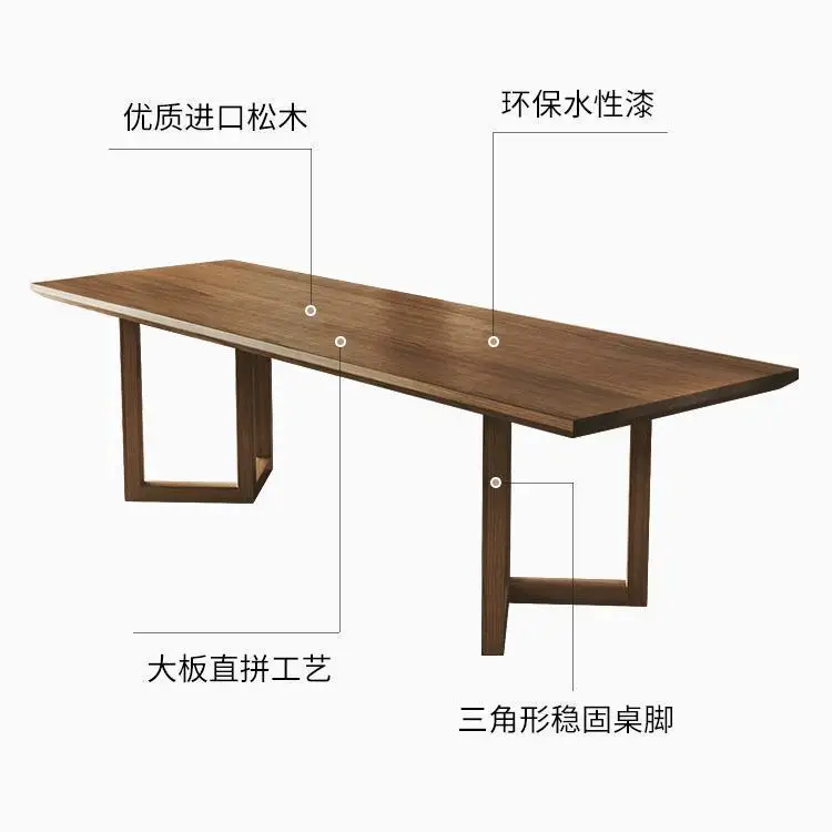 

Retro Chinese solid wood tea table wabi-sabi wind home living room log large board tea table office bubble chair combination