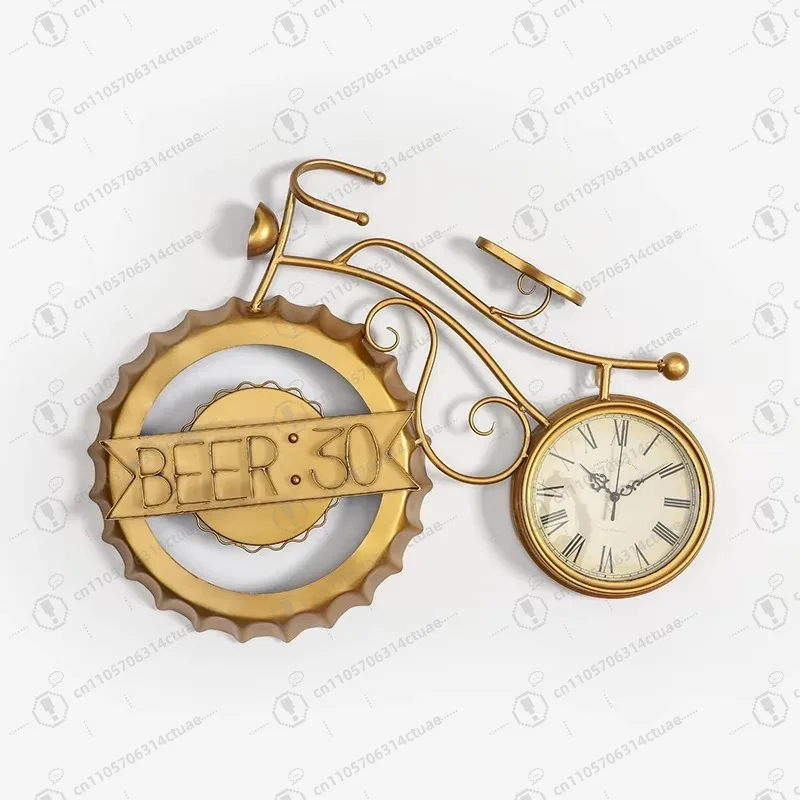 

Industrial-Style Iron Bicycle Wall Clock - Creative Decor Ornament for Home & Bar
