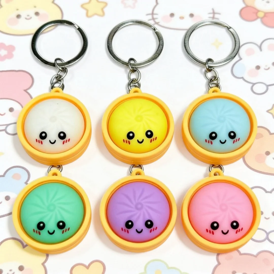 6/18 Stück Niedliche Dumpling-Schlüsselanhänger, Mini-Baozi-Anhänger Geschenkset für Preise, Taschenfüller, Rucksack-Charm-Deko, Zufällige Farben – Detail 8