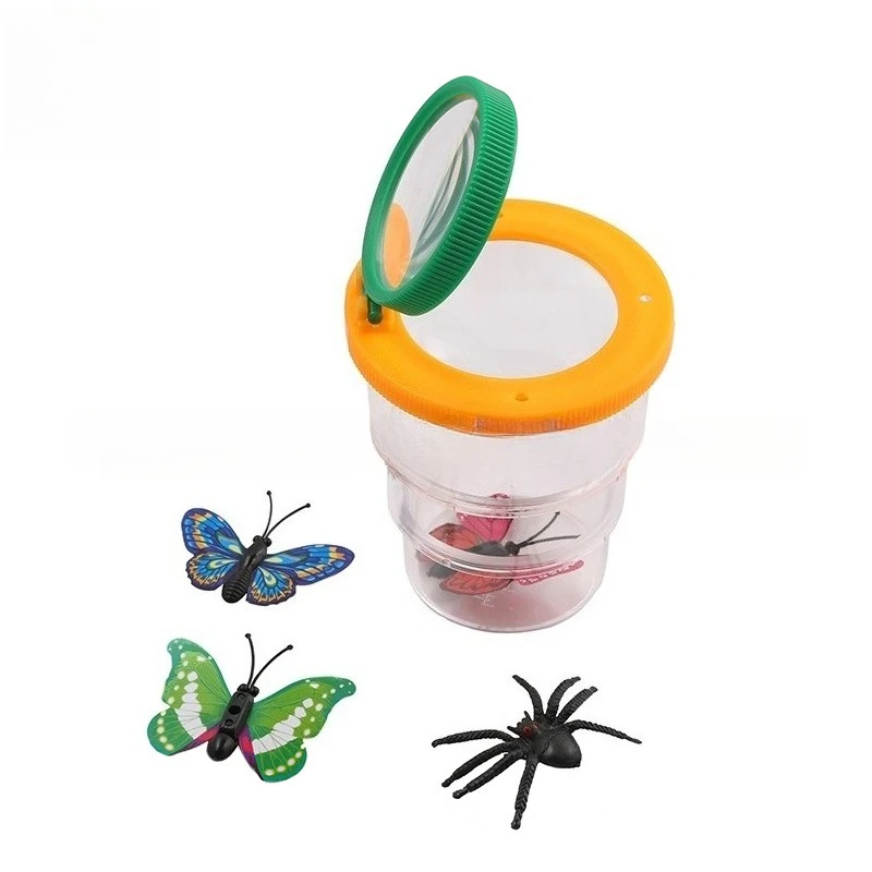 3X Magnifying Glass Insect Observation Box Flip Transparent Bug Viewer Jar Kids Outdoor Nature Exploration Adventure Science Toy