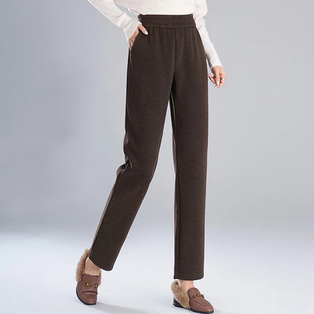 

Korean style Haren pants women's autumn and winter new high-end solid color fashionable plus size straight leg casual pants