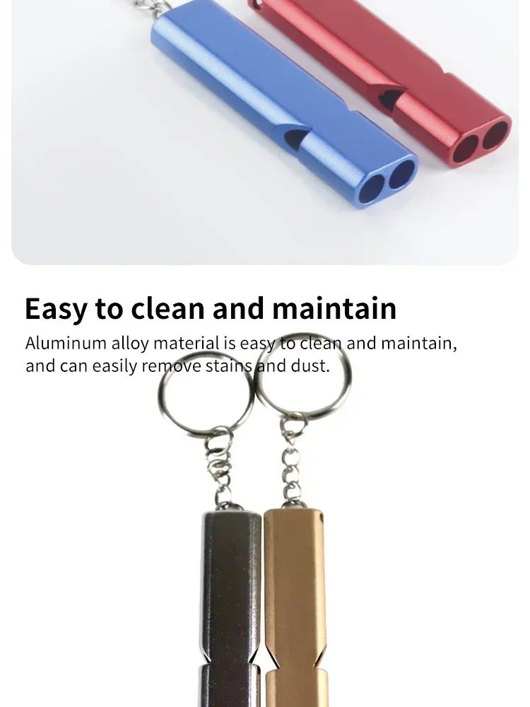 Pfeife Flache Aluminiumlegierung Dual Frequency Survival Doppelrohr Outdoor Survival Survival Whistle Ausrüstung Ausgestattet EDC-Werkzeug – Detail 6