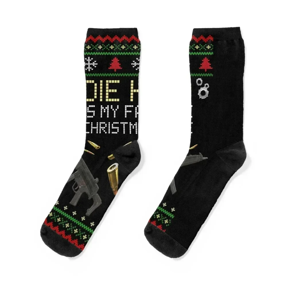

DIE HARD - Ugly Christmas Sweater MP5 Bullet Action Gun Xmas Design - IS MY FAVORITE MOVIE! Classic Socks