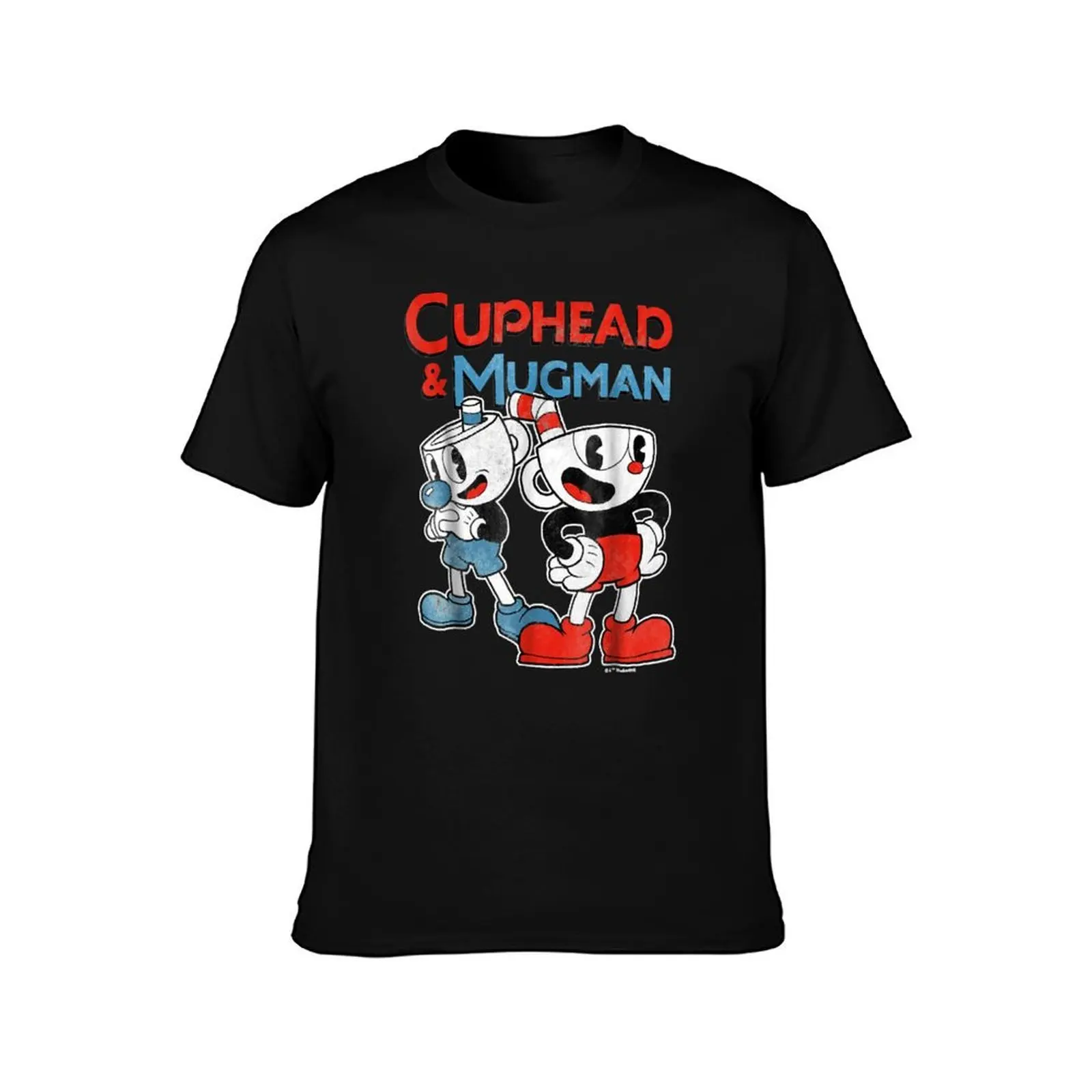 Cuphead Mugman Dynamic Duo Graphic T shirt T-Shirt, Summer Casual Cotton Tee, Oversized Streetwear Tops, Vintage Graphic Print
