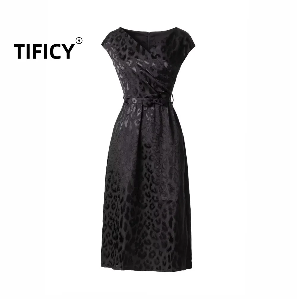 

High Street Dresses Women's Summer New Leopard Print Jacquard Lining Temperament Sleeveless Black Party Dress Women Clothing