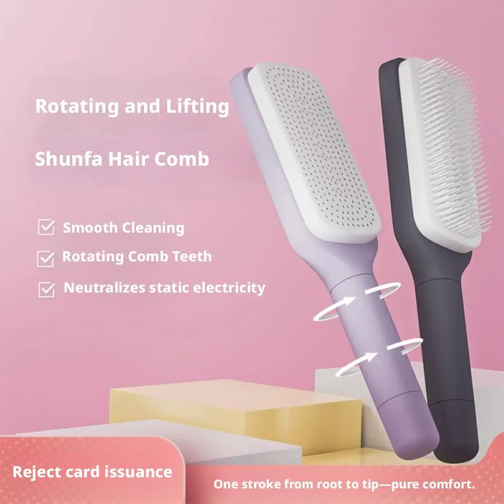 Rotatable Self Cleaning Hair Brush Massage Air Cushion Magic Massage Retractable Brush Self-Cleaning Telescopic Comb Comb M4F0