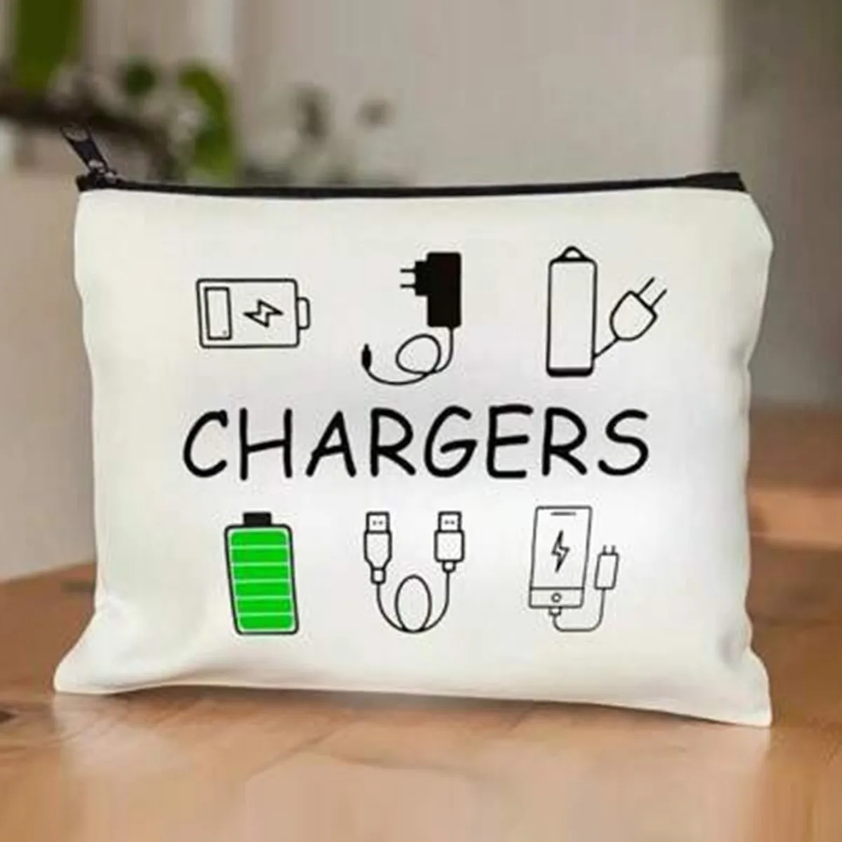 Chargers Cable Print Multi Purpose Zipper Bag Travel Electronic Storage Pouch Makeup Cosmetic Bag Student Pencil Case Toiletry
