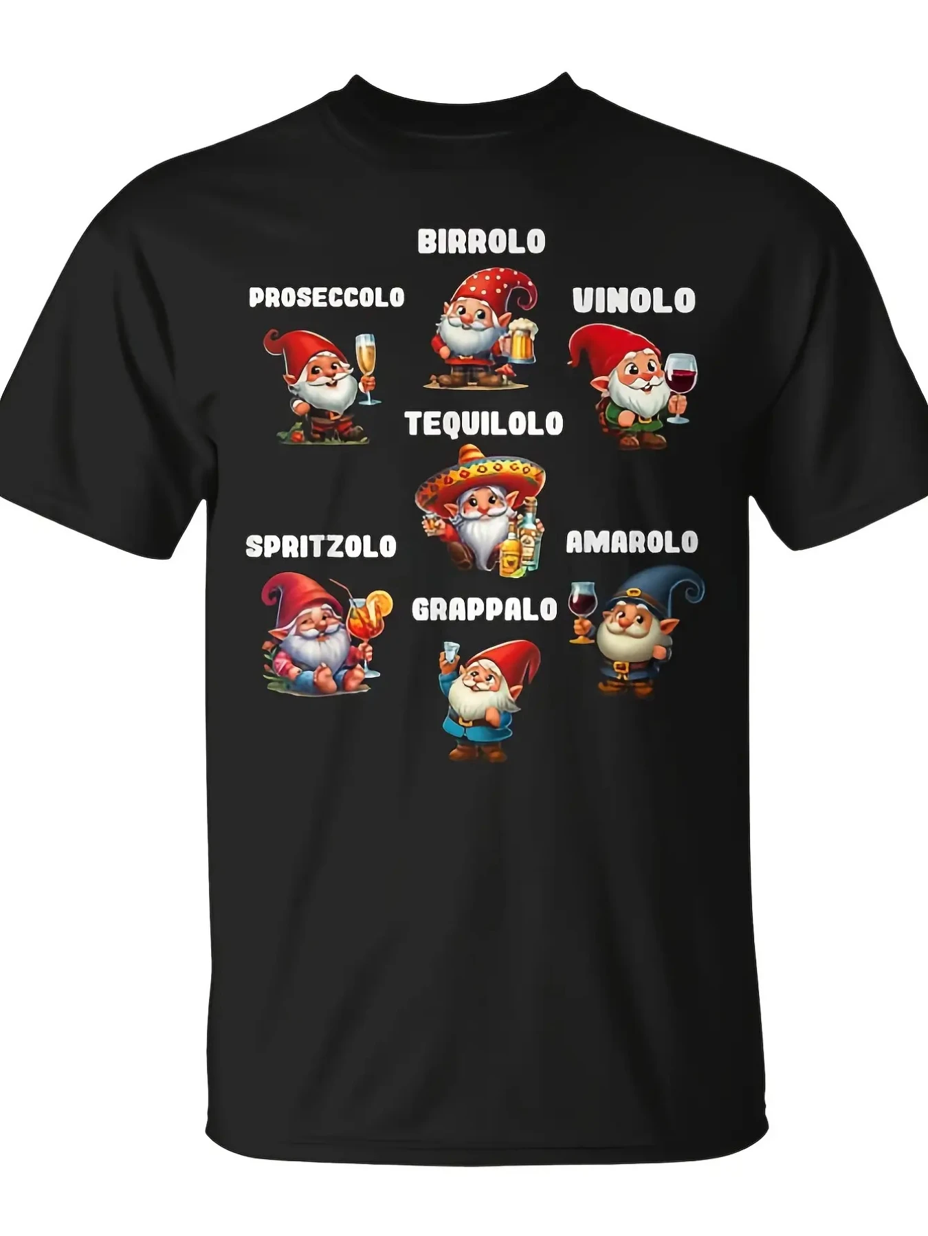 

Men Seven Drunken Dwarves T-shirts Include BIAAROLO PROSECO VINOLO Tequilo Spritzo AMAROLO GRAPPALO Casual Tops, Birthday Gifts
