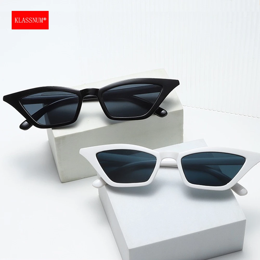 KLASSNUM Cat Eye Sunglasses Women Punk 2026 Trend Triangle Small Frame Driving UV400 Sun Glasses Vintage Brand Design Eyewear