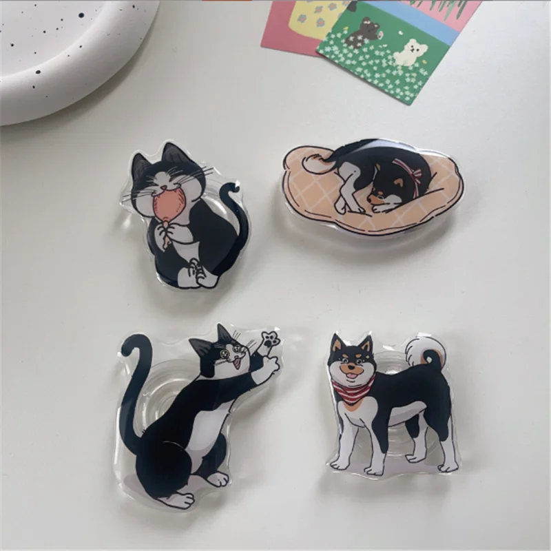 Cat Husky Dog Cartoon Expandable Mobile Phone Holder INS Korean Foldable Grip Tok Socket Finger Ring Bracket Accessories