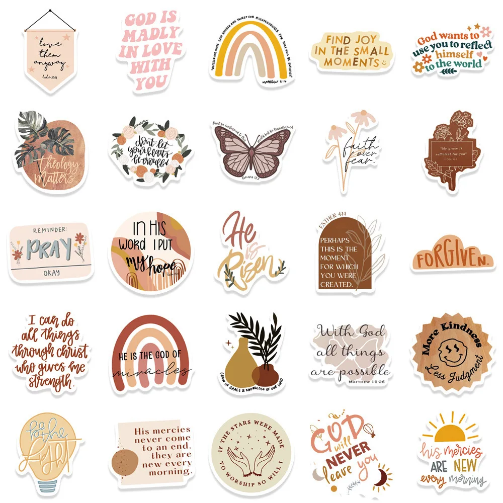 50/200 قطعة الكتاب المقدس إقتباس ملصق حزم ل لوحة الديكور حقائب الهاتف DIY بها بنفسك مقاوم للماء دفتر الاطفال القرطاسية الدعاوى