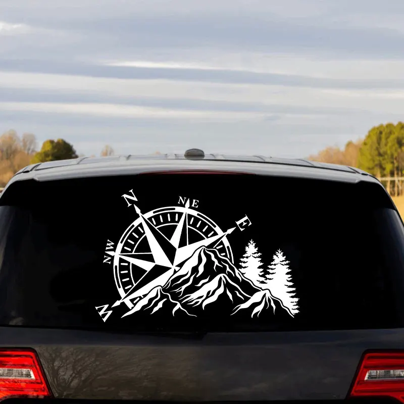 Compass Rose Mountain Vinyl Decal Sticker Wall Bumper Decal Vinyl Travel Car Window Decor Removable Murals 4D61