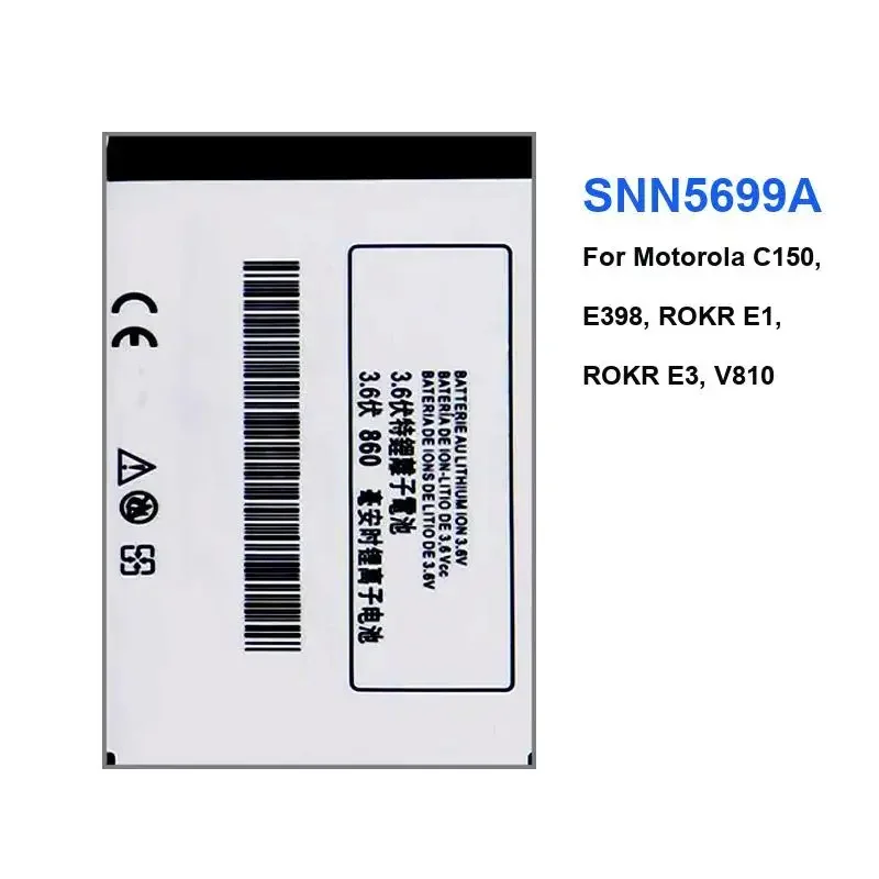 Сменный аккумулятор SNN5699A емкостью 860 мАч для Motorola C150 E398 ROKR E1 E3 V810, портативные аккумуляторы для мобильных телефонов, гарантия + трек НЕТ