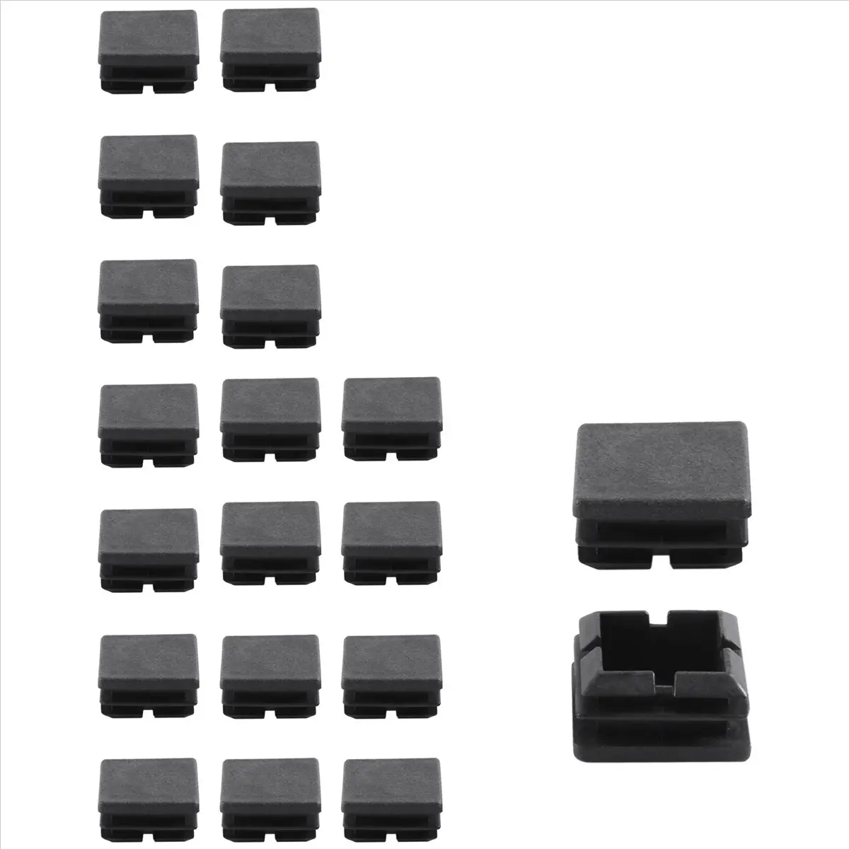 ABZF 2026 Square Table Chair Leg Tube Pipe Feet Insert Cap 25mmx25mm 20pcs Black