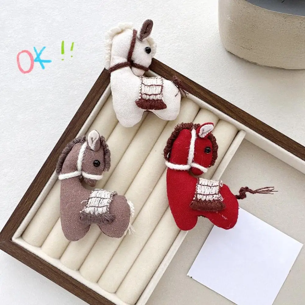 Stuffed Mini Horse Doll Cute Handcrafted Tiny Horse Miniature Stuffed Horse DIY Craft Accessory for Backpack Keychain Brooch