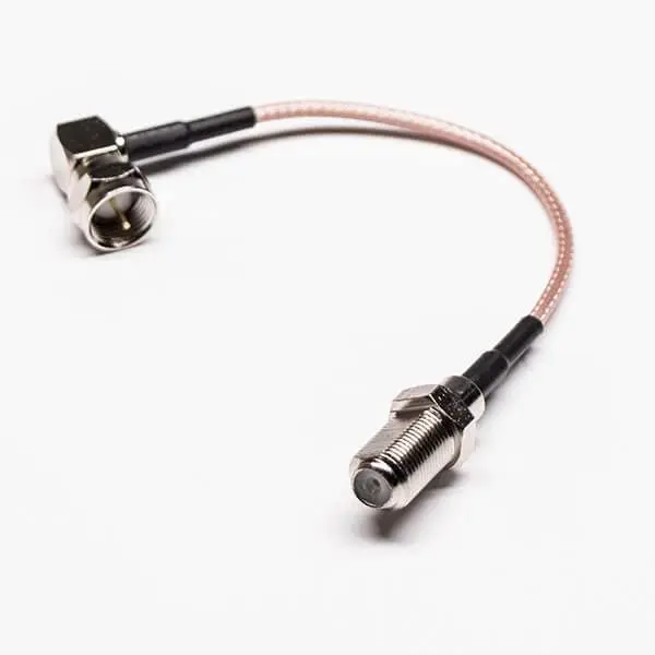 F Male to F Female Right-Angle Adapter Cable, RG179 Coaxial, 0.1m / 3.9 inches