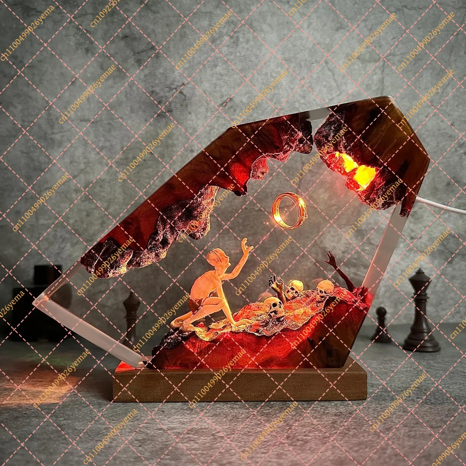Gollum Power Ring Epoxy Light Dark Lord Ring Fantasy World Night Light Halloween Gift
