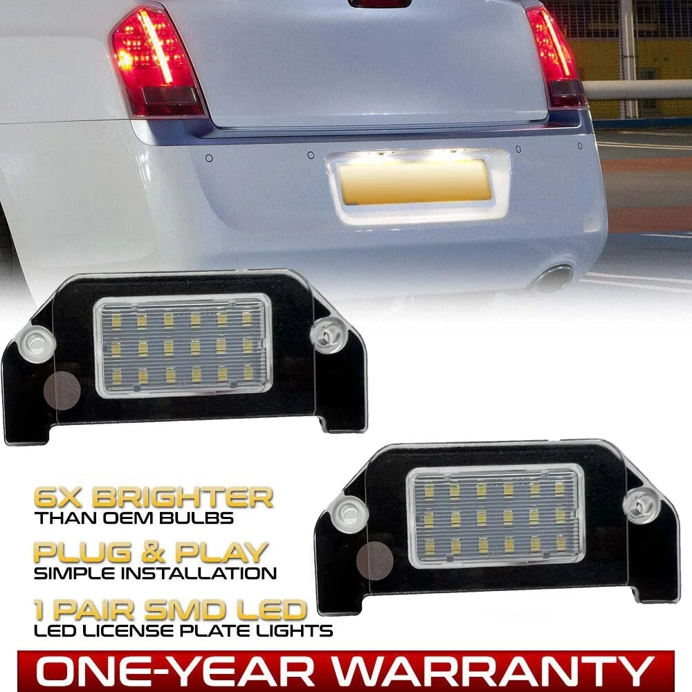 Juego de luces LED para matrícula, iluminación trasera de coche, SMD completo, blanco puro, LH + RH, para Chrysler 05-14, 300, 300C, Chrysler Sebring 07-10, 2 uds.